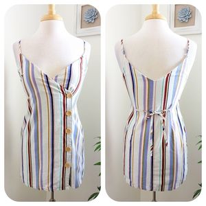Lush Multicolor Stripe Button Down Wrap Mini Dress Small